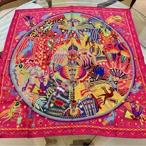 New with gift packaging Pineda Covalin Authentic Mexican Huichol 100% Silk Scarf